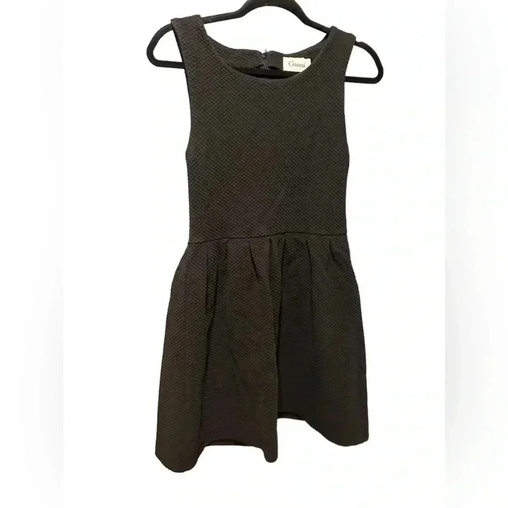 Ganni black mini dress size M